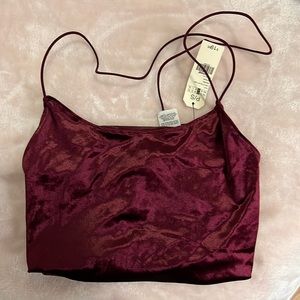 Garage maroon velvet crop top